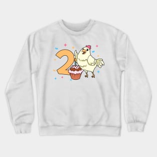 I am 2 with chicken - kids birthday 2 years old Crewneck Sweatshirt
